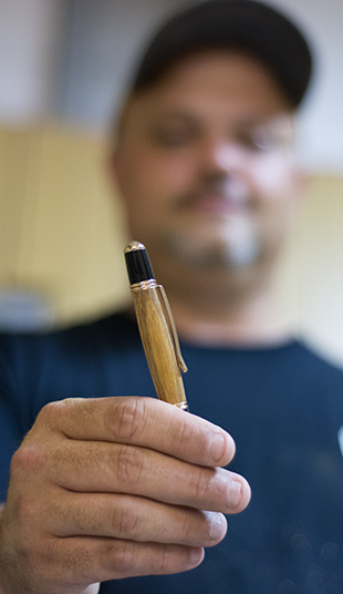 "I cut 'em, drill 'em, turn 'em," he says. "Everybody needs a stress reliever. I've come to learn that, and this job has a good bit of stress. "But this does not take away from my day job."