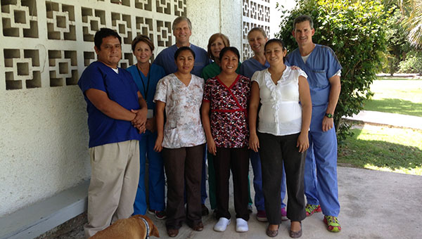 PHOTO SUBMITTED / Working with Belize medical team members are mission participants from Brookhaven, including Paula Rushing (from second from left), Dr. Richard Rushing, Carol Thomas and Dr. Shannon Patterson.