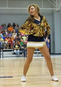 KATIE WILLIAMSON / Kaylee Brown shows off her skills at Bogue Chitto's first pep rally.