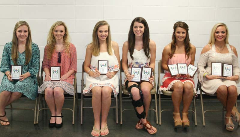 DAILY LEADER / MARTY ALBRIGHT / The Brookhaven Academy girls basketball team was honored during the school's athletic banquet. Players receiving awards were (from left) Anna Michael Smith, Best Rebounder; Leah Case, Cut Throat Award; Alexis Byrd, Best Newcomer; Mary Claire White, Best Shooter, All-District; Anna Smith, Best Defender Award, Best Passer, All-District; and Hillary Wilson, Most Outstanding Player, All-District.