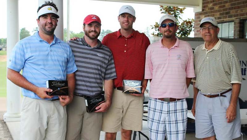 CO-LIN MEDIA / Photo Submitted / LOW NET CHAMPS - First South Farm Credit captured the Low Net Championship in the 22nd annual Copiah-Lincoln Community College's Foundation Golf Classic held at Wolf Hollow on Co-Lin's Wesson campus. Team members are (from left) Jason Coates, Jeremy Winborne, Harley Matthews, Brett Rutland and Foundation board member Bradley Smith. Funds were raised from the tournament to support scholarships and programs at Co-Lin.