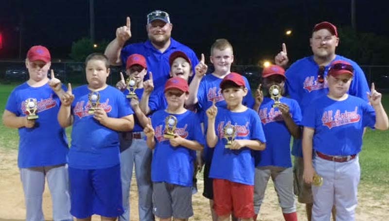 DAILY LEADER / Photo Submitted / AAA NATIONAL LEAGUE CHAMPS - All Animal Clinic were crown the Lincoln County Dixie Boys AAA National League champs. Members of the squad are (from left, front row) Marshall Hart, Mason White, Jackson Smith; (middle) Joshua Townsend, Collin beal, Logan Case, Brody Ezell, Jimmontre Harris, Brantley Day; (back) Coach Ryan Case and Coach Ryan Day. Not pictured is Jake Meilstrip, Gage Chisholm, Coach Jason Smith and Coach Daniel Chisholm.