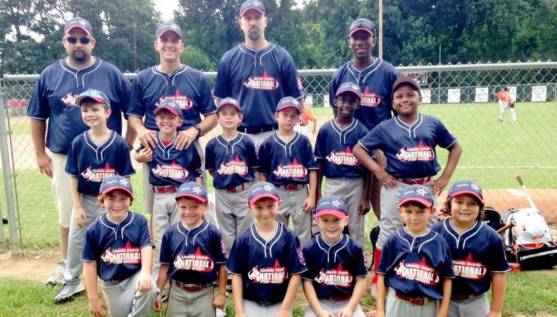 DAILY LEADER / Photo submitted / AA NATIONALS 7-YEAR-OLD ALL-STARS -The Lincoln County National 7-year-old All-Stars competed in the Dixie Boys AA Coach-Pitch District Six baseball tournament at McComb. Members of the team are (from left, front row) Cooper Carr, Walker Brady, Layton Woolley, Tripp Jones, Tyler Pruden, Riley Case; (middle row) Brady Michael Durr, Wilson Calcote, Lawson Murray, Tristan Fortenberry, Dreamus Herron, Jr., D.J. Washington; (back row) Coach Terry Wayne Case, Head Coach Colby Calcote, Coach Joseph Durr and Coach Dreamus Herron, Sr.