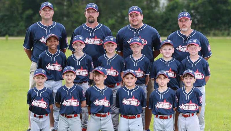 DAILY LEADER / Photo submitted / 8-YEAR-OLD NATIONALS ALL-STARS - The Lincoln County National 8-year-old All-Stars competed in the Dixie Boys AA North District Six baseball tournament at Keystone Park in Brookhaven. Members of the team are (from left, first row) Braden Revere, Korben Altman, Jake Smith, Will Thomas Calcote, Carter Britt, Trent Owens; (middle row) Andrew Nelson, Matthew Newman, Jon Mark Beasley, Brody Taggart, Knox Leggett, Kayne Case; (back row) Coach Jereme Smith, Head Coach Kris Case, Coach Chuck Owens and Coach Scott Leggett.