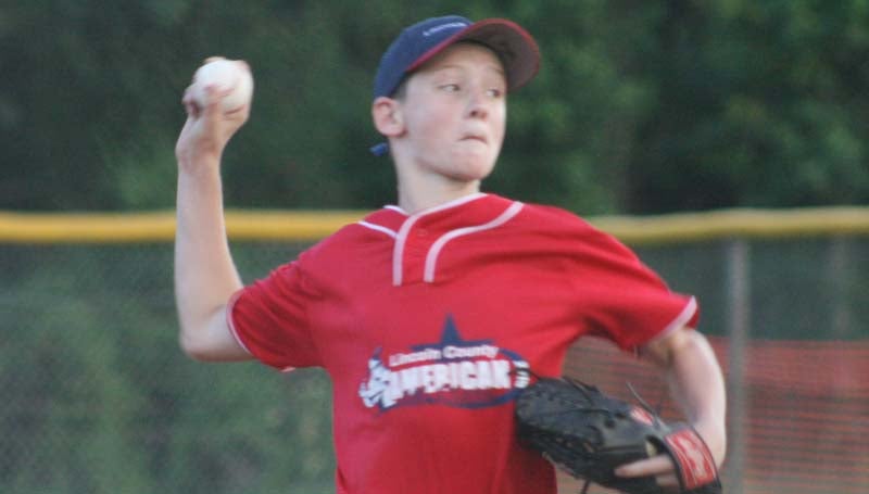 DAILY LEADER / MARTY ALBRIGHT / Lincoln County Americans' Tyler Fortenberry prepares to deliver his pitch to the Lincoln County Nationals in Dixie Youth 11- and 12-year-old District Six Tournament action in Bude.