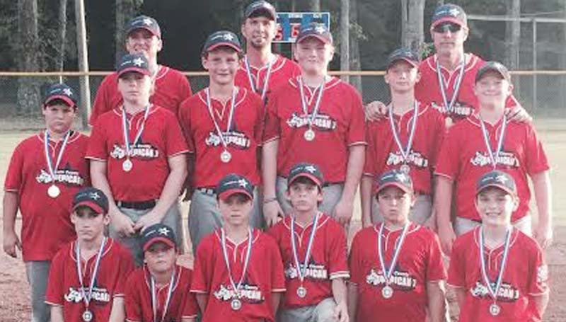 DAILY LEADER / 12-YEAR-OLD AMERICAN FINAL FOUR STATE FINALISTS - The Lincoln County American 12-year-old All-Stars advance to the final four of the Dixie Majors State Tournament before being eliminated by Lawrence County 5-4 Sunday night. Members of the Lincoln County Americans are (from left, first row) Dakota Willard, Joseph Smith, Piker Wallace, Matthew Burns, Jacob Smith, Jackson Carter; (middle row) Logan Shelton, Collin Waldrop, Gage Brown, August Sullivan, Tyler Fortenberry, Caleb Carithers (back row) Coach Jess Carter, Coach Phillip Brown and Head Coach Hugh Fortenberry.