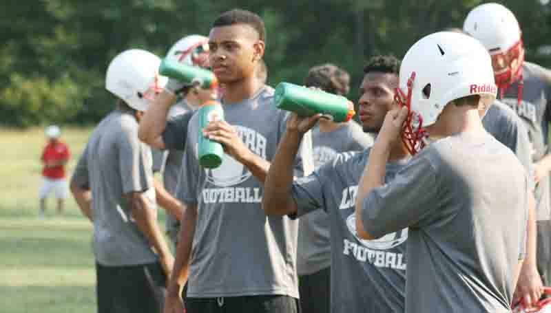 DAILY LEADER / MARTY ALBRIGHT / The Hornets takes a break from the heat Monday as they consume plenty of water in the shade.