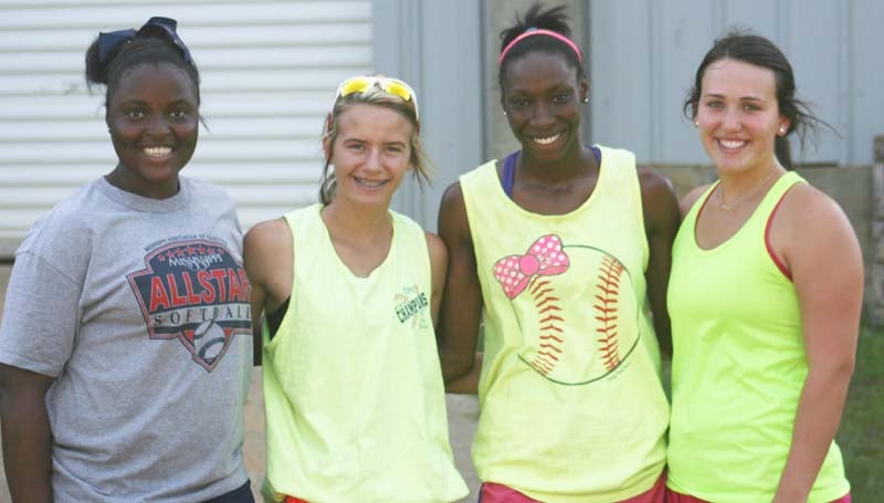 DAILY LEADER / MARTY ALBRIGHT / Bogue Chitto seniors (from left) Christian Black, Alana Nettles, Zariah Matthews and Brooke Myers are ready to begin the 2015 softball season. The Lady Cats debut Aug. 15 at Puckett Softball Tournament.