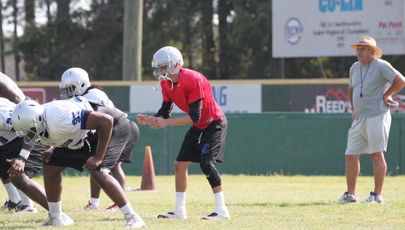 CO-LIN MEDIA / Cliff Furr / The Copiah-Lincoln offense works on installing their offense under the watch of head coach Glenn Davis at a recent practice.