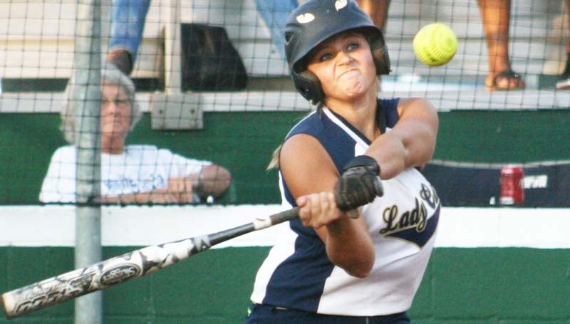 Daily Leader / Marty Albright / Bogue Chitto's Reagan Kirkland hits a single against West Lincoln Tuesday night.