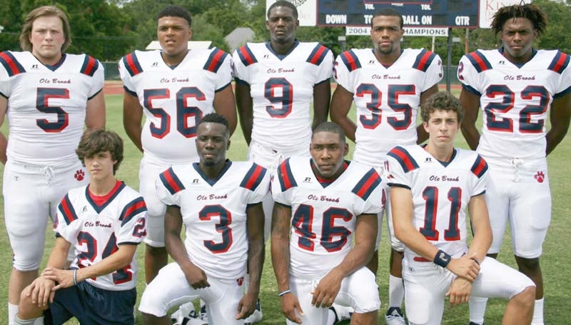 Daily Leader / Marty Albright / ALL-REGION PANTHERS - Returning All-Region 5A credentials for the Brookhaven Panthers are (from left, kneeling) Tyler Mixon, Thomas Poole, Greg Watts, Jon-Mark Mathis; (standing) Stephen Springfield, Wanya Morris, Darrian Wilson, Dedric Smith and Willie Bates. The Ole Brook Panthers begin Region 3-5A action Friday as they host the South Jones Braves at King Field. Kick off is at 7 p.m.