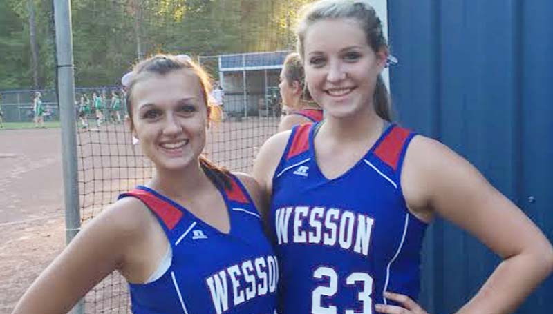 Daily Leader / Photo submitted / The Wesson Lady Cobras honored their slowpitch softball seniors (from left) Cheyenne Gladden and Kaitlyn Smith in Tuesday night action.