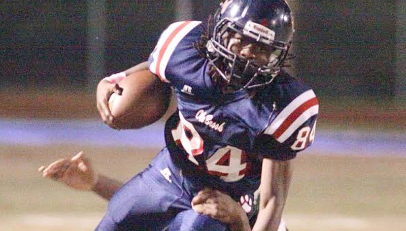 Daily Leader / Jonathon Alford / Brookhaven's receiver Tremail Richardson eludes a West Jones defender Friday night for a big gain.