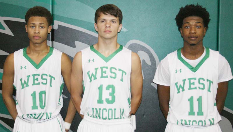 Daily Leader / Marty Albright / West Lincoln seniors (from left) Ronnie Edwards, Jayden Rushing and Keshaun London are ready to begin the 2015-16 basketball season.
