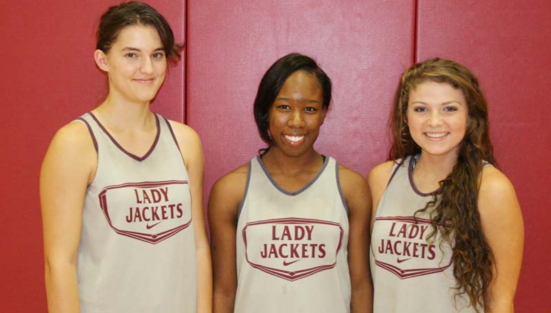 Daily Leader / Marty Albright / Lady Jacket juniors Michele Herrington, Alissa Barlow and Courtney Gree will be looked upon for leadership for the 2015-16 season.
