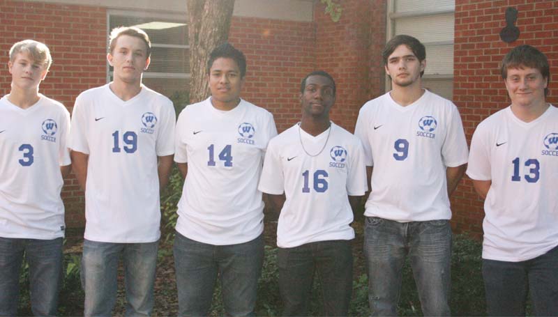 Daily Leader / Marty Albright / COBRA ELDERS -- Seniors playing soccer for the Wesson Cobras are (from left) Bryce Davis, Dylan Ingle, Francisco Hernandez, Marcus Jones, J.C. Twiner and Eric McElveen.