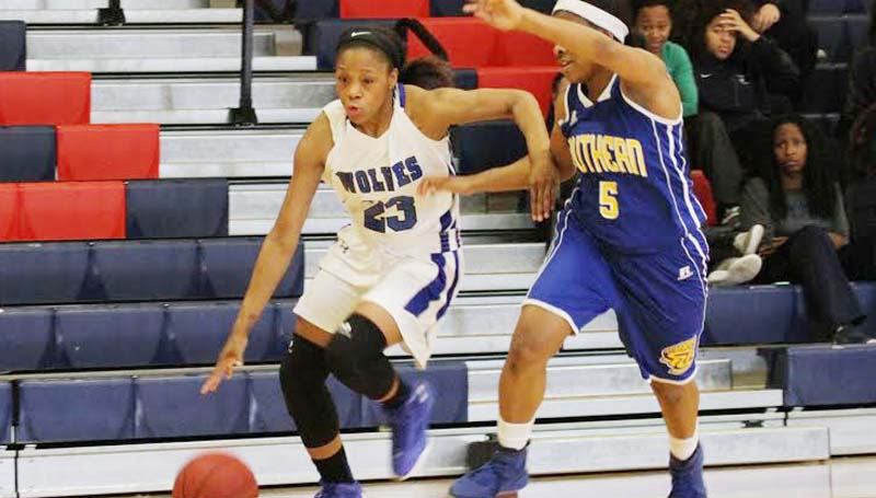 Co-Lin Media / Natalie Daivs / Co-Lin's Alysha Guidry (23) drives past Southern University Shreveport's Jada Taylor (5).