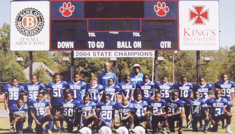 Daily Leader / Photo submitted / The Brookhaven Southern Wildcats 10-under football team will be in tournament action this weekend in Natchez as they battle the Ferriday Trojans in the opening round Saturday. The winner will advance to play in the championship game Sunday. Members of the BSW 10-under team are (front row, from left) Kaleb Chase, Zachary Brewer, Addarris Tillman, Troy Davis Jr., Demetrie Butler, Kristian Collins, Jermiah Hargon, Kenneth Dixon, Micheal Beasley, Deon Jones, Malachi Clark; (second row) Edward Quarles, Cameron Humphreys, Jalen Tobias, Kermit Sartin Jr., Maddox Linton, Zachary Washington, Micah Harris, Elijah Calcote, Nathan Lewis, Jimmy Johns Jr., Javiontre Thadison, Eric Williams II; (back row) coach Kermit Sartin Sr. and coach Jason Dixon.