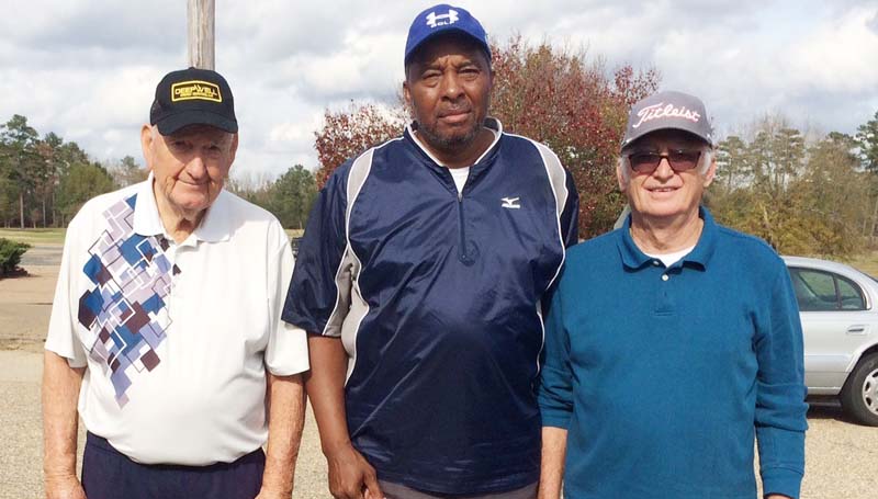 Daily Leader / photo submitted / In Thursday's senior scramble at the Brookhaven Country Club, the team of (from left) John Darrington, Phillip Autman, and Jerry Harper won with a score of 12 under par.
