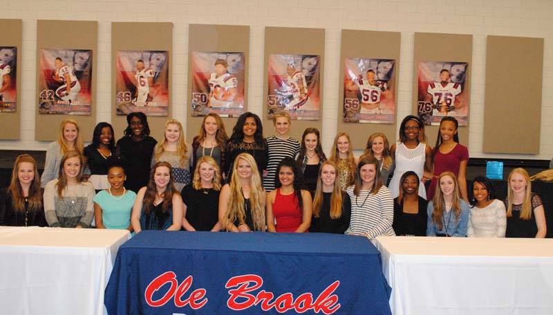 Daily Leader / Marty Albright / Brookhaven's cheerleaders were recognized during Monday night's BHS Football Awards Banquet. They are (from left, seated) Abi Douglas (Mascot), Sulli Donnegan, Zadai Jointer, Anna Katelynn Smith, Carly Barker, Katherine Shell, Jaylynn Thompson, Carlye Waldon, Hannah Pounds (Mascot), Shanijua Byrd, Hannah Moore, Tia Bussey, Alice Ann Walker (standing) Maley Moak, Danielle Culbert, Alexis Leggett, Kathyn Meilstrup, Jocy Miller, Maddi Thompson, Caroline Pace, Kenzie Stewart, Madisyn Wall, Maggie Massengill, Lauren Smith, Destiny Johnson and Tydaisha Washington.