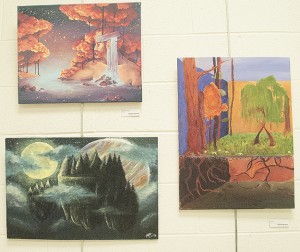 (Clockwise from top left) “Illuminescent” by Adelle Burandt, “Roots” by Alexis Weaver and “By the Light” by Abigail Holmes.