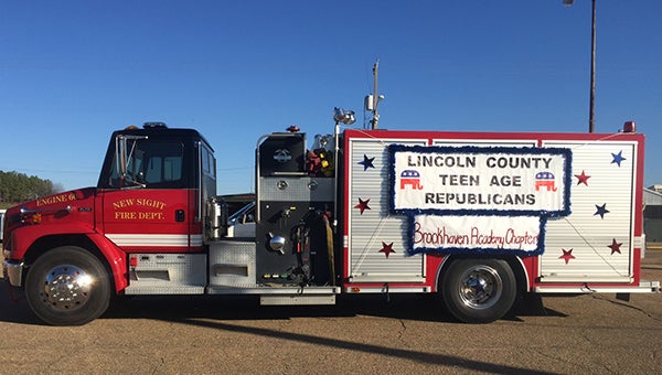 Photo submitted New Sight Volunteer Fire Department and Lincoln County Teen Age Republicans travel to Jackson to participate in Gov. Phil Bryant’s inauguration parade.