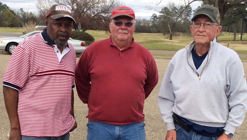 Daily Leader / photo submitted / In Thursday's senior scramble at the Brookhaven Country Club, the team of (from left) Jerry Handy, Craig Crozier, and Dick Arnold won with a score of 13 under par. Jerry Harper won closest to the pin on hole No. 4, Gene Nesmith won hole No. 8 and No. 17 and Curtis Barnes won No. 12.