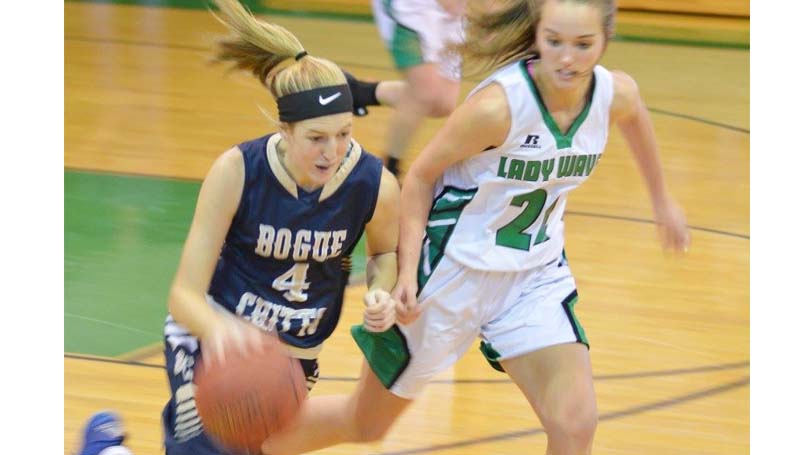 Daily Leader / Stacy Leake / Bogue Chitto's Terrah Nelson (4) works the ball down the court against Natchez Cathedral Friday night.