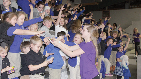 Photos by Alex Jacks / The Partnership for a Healthy Mississippi sponsored the RAT Pack’s visit to Brookhaven Academy Wednesday. The group’s ringleader, Terrance, encourages students to “Tell somebody” about the dangers of drug use.