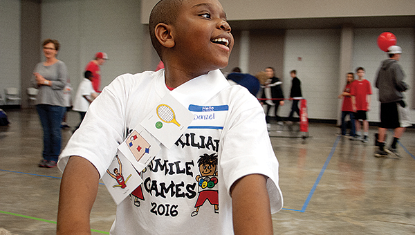 Photos by Julia Miller / Junior Auxiliary of Brookhaven hosted the 2016 Smile Games Friday morning, an event members hope will become an annual event geared towards sports for special needs children. In the first year, participants came from Loyd Star, West Lincoln, Brookhaven Elementary and Mamie Martin. The event also benefited from volunteers from Brookhaven Academy’s cheerleading team, Loyd Star’s tennis team and Alexander Junior High’s quest program.