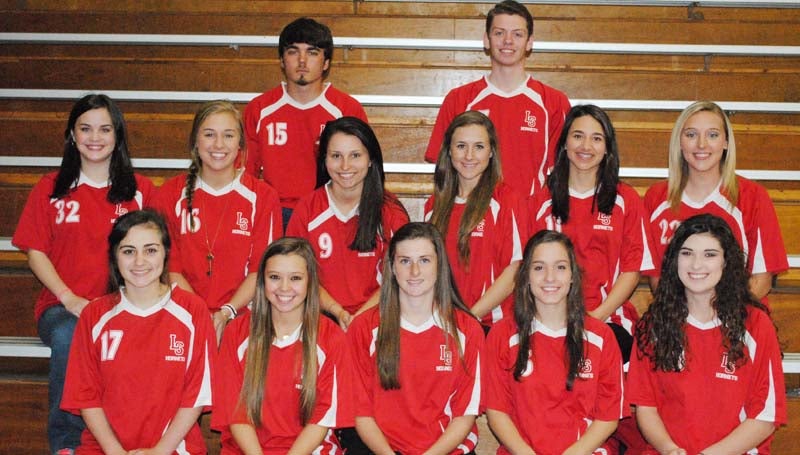 Daily Leader / Marty Albright / Several members of the Loyd Star soccer team received Region 6 All-District honors (front row, from left) Courtney Wyatt, Ashlyn Locke, Lesley Walker, Most Valuable Player Award; Madisyn Brister, Most Valuable Striker Award; Shelby Richardson, Most Valuable Defender Award; (middle row) Mikayla Warren, Pollyanna Patterson, Most Valuable Goalkeeper Award; Madison Jones, Julie Smith, Taylor Berch, Shelby Smith; (back row) Ryan Nevels and Brad Jasper, Most Valuable Midfielder Award. Not Pictured: Lane Rogers and Coach Dale Brister, Coach of the Year Award.
