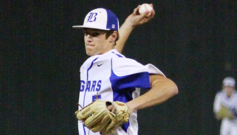 Daily Leader / Sherylyn Evans / Brookhaven Academy's Fisher Warren (5) collects the win on the mound in Thursday baseball action against Tri-County Academy.