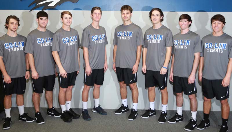 Co-Lin Media / Members of the Wolfpack tennis team are from left, Will Pennington of Summit, Cole Moak of Wesson, Skyler Moody of Lake Charles, Louisiana, Cory Alderman of Brookhaven, Matteusz Kimelski of Piotrkow, Poland, Braxton Hinton of Brookhaven, Hayes Thompson of Summit, and Drake Nelson of Monticello.