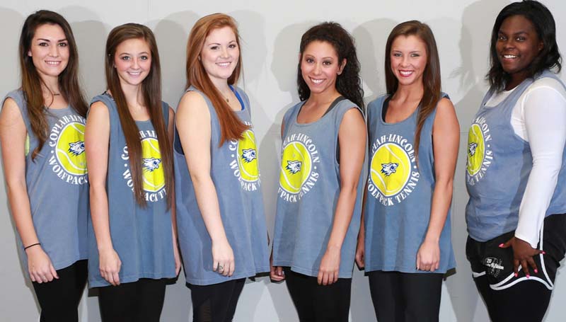Co-Lin Media / Members of the Lady Wolves tennis team are from left, Bayli Battle of Jayess; Juli Kramer and Susanna Ratcliff, both of Brookhaven; Brandi McInnis of Wesson; Madison Warren and Chantel Quarles, both of Brookhaven.