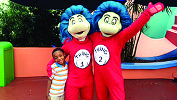Photo submitted / Dominick Fields meets Thing 1 and Thing 2 during his recent trip to Orlando, Florida.