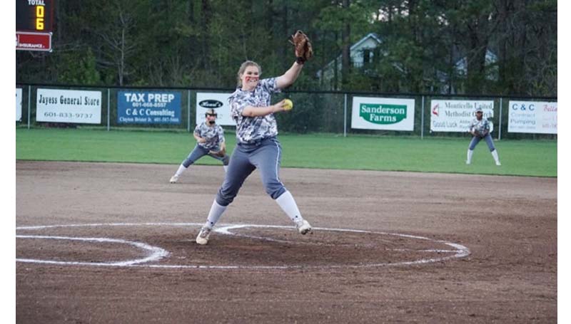 Daily Leader / Jana Harp / Lawrence County's Jordan Harp pitched a one hit shutout Tuesday night against Florence.