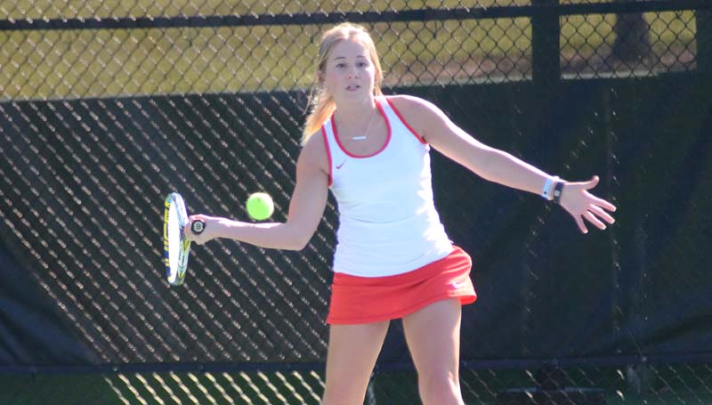 Daily Leader / Marty Albright / Brookhaven's Sarah Grace Evans was victorious in girls' singles action against Natchez.