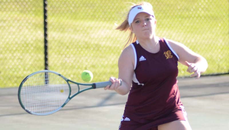 Daily Leader / Marty Albright / Enterprise's Mylaine McCaffrey defeated West Lincoln in girls' singles action at the Brookhaven Country Club tennis courts.