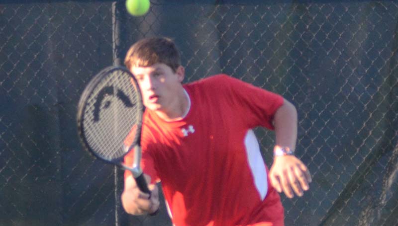 Daily Leader / Photo submitted / Loyd Star's Brantley Brister helps his teams capture a win in boys No. 1 doubles action against Pisgah.