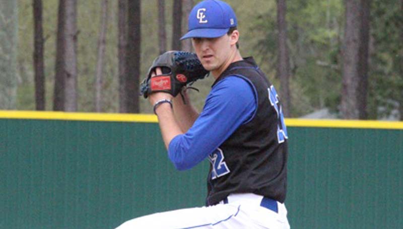 Co-Lin Media / Co-Lin Austin Douglas prepares to deliver his pitch to Jones County in juco baseball action at Sullivan Field.