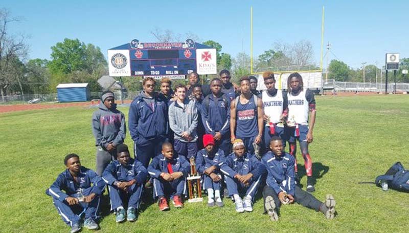 Daily Leader / Photo submitted / The Brookhaven Panthers' track and field team captured first place overall Tuesday as they hosted an Invitational at King Field. Members of the team are (kneeling, from left) Tre Newton, Wesley Calcote, Tray Murray, Darius Nelson, Kariunte Edwards, Tobias Williams, (standing) Davion Smith, Kieran Williams, Darius Calvin, Caleb McCreary, Garrick Smith, Norman Woodard, Tre Laird, Dedric Butler, Kenny Bellamy, Jessie Gilmore, Antonio Dillon and Adrian Lockwood.