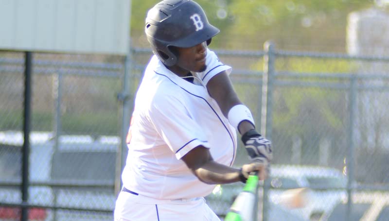 Daily Leader / Marty Albright / Brookhaven's Darrian Wilson hits a triple in Game One Friday night against Provine at Moyer Field.