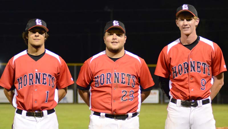 Daily Leader / Marty Albright / Loyd Star recognized its baseball seniors Lamar Lang, Lane Rogers and Levi Redd Friday night against West Lincoln.