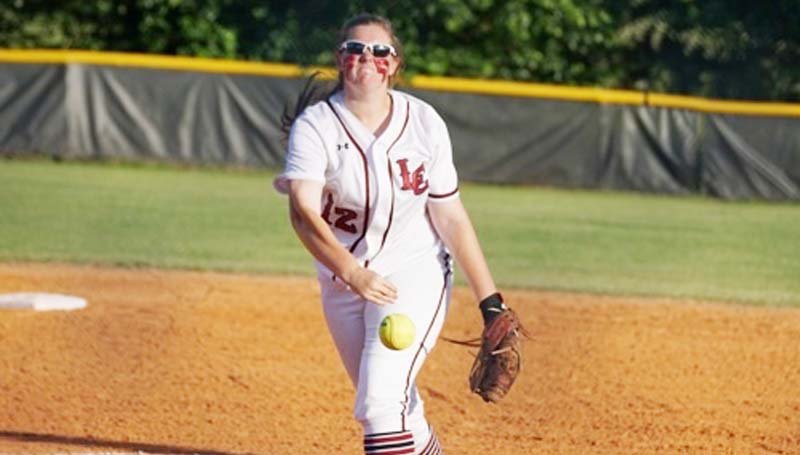 Daily Leader / Jana Harp / Lawrence County Jordan Harp delivers her pitch to Northeast Jones Tuesday.