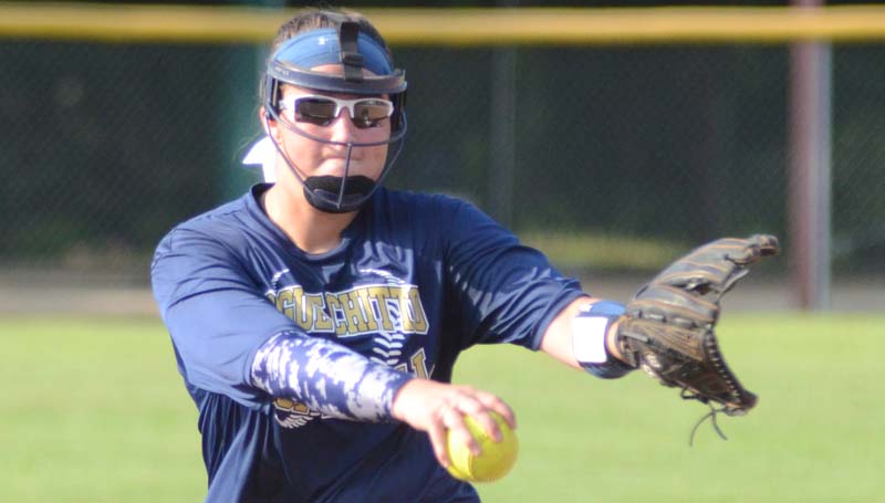 Daily Leader / Marty Albright / Bogue Chitto's Codi Leggett prepares to deliver her pitch to Sebastopol Thursday night.