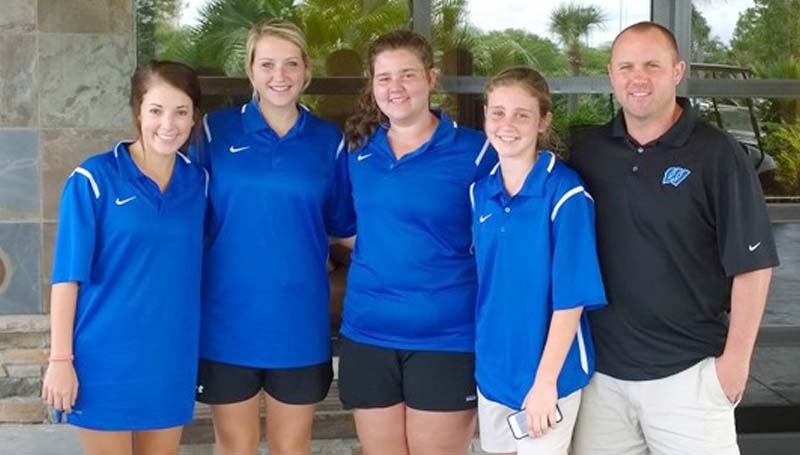 Daily Leader / Photo submitted / The Wesson Lady Cobras' golf team finished in fourth place with a final score 424 in the state tournament this week at Bay St. Louis. Members of the team are (from left) Olivia Allen, Kaitlyn Smith, Carrie McSweyn, Katie McSweyn and coach John Douglas.