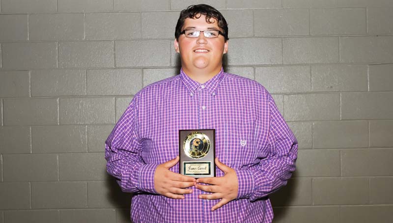 Daily Leader / Teresa Allred / The West Lincoln Powerlift team was honored during a sports athletic banquet. James Carroll received a Class 2A State Competitor certificate.