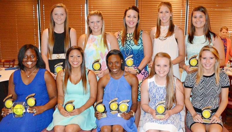 Daily Leader / Stacy Leake / The Bogue Chitto slowpitch softball team was honored during a sports athletic banquet. Players receiving awards were (seated, from left) Christian Black, Batting Title, MAC 1A/2A/3A All-Star, Daily Leader All-Area Offensive MVP; Cherie Savoie, Down-N-Dirty Award; Zariah Matthews, Outfield Award, MAC 1A/2A/3A All-Star, Daily Leader All-Area Defensive MVP; Baileigh Jackson, Coaches Award; Alana Nettles, Lady Bobcat Award; (standing) Karly Leake, Infield Award; Reagan Kirkland, Most Improved; Brooke Myers, Pitching; Terrah Nelson, Silver Slugger; Codi Leggett, Golden Glove.