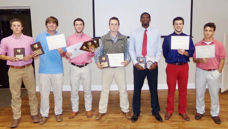 Daily Leader / submitted / Receiving All-Region 6-5A Awards at Brookhaven Baseball Awards Banquet were (from left) Clint Stephens, Tate Walley, Blaine Moak, Jacob Porter, Darrian Wilson, Reese Reynaud and Tyler Mixon.