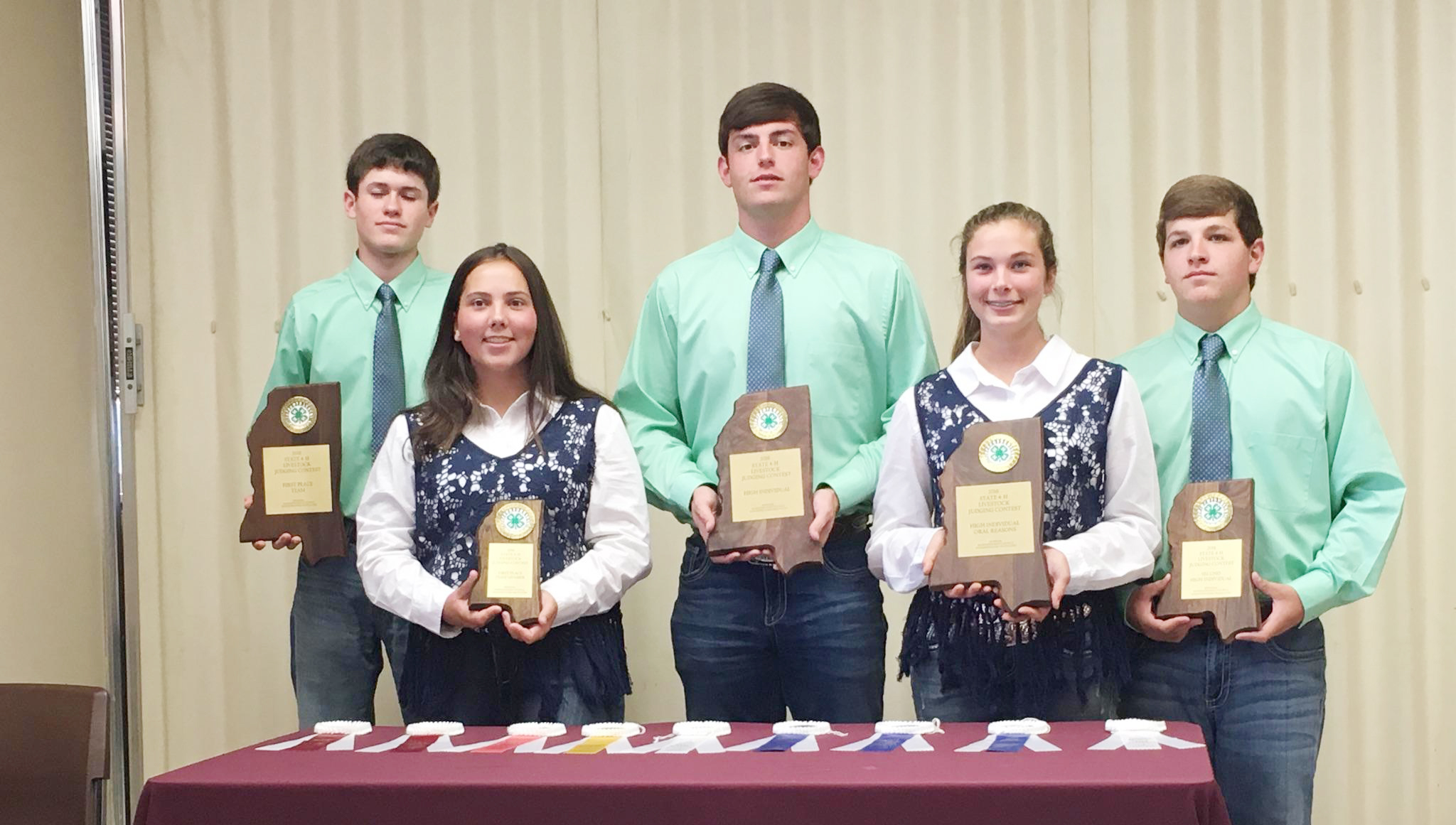 Photo submitted/The Lincoln County senior 4-H livestock judging team placed first at the Mississippi State University state contest, earning the team a trip to the national contest in Denver, Colorado in January.